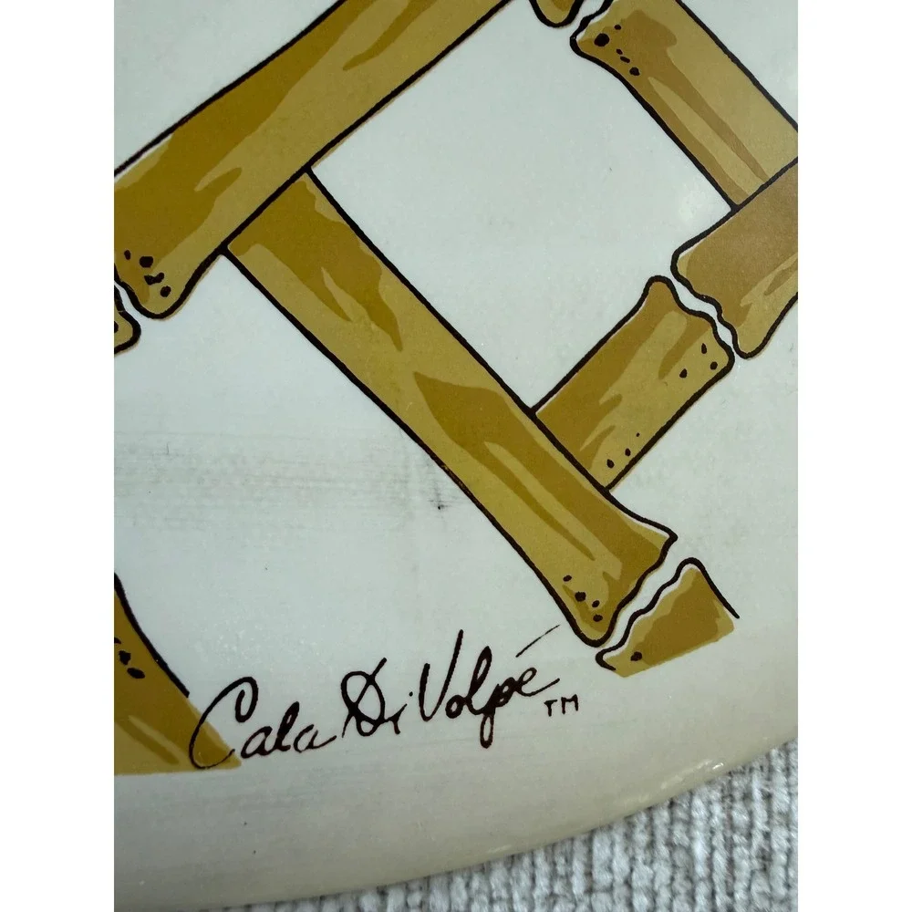 Set of 4 Vintage Vinyl Placemats Pair Bamboo Cala di Volpe 11.5x17.5 Retro